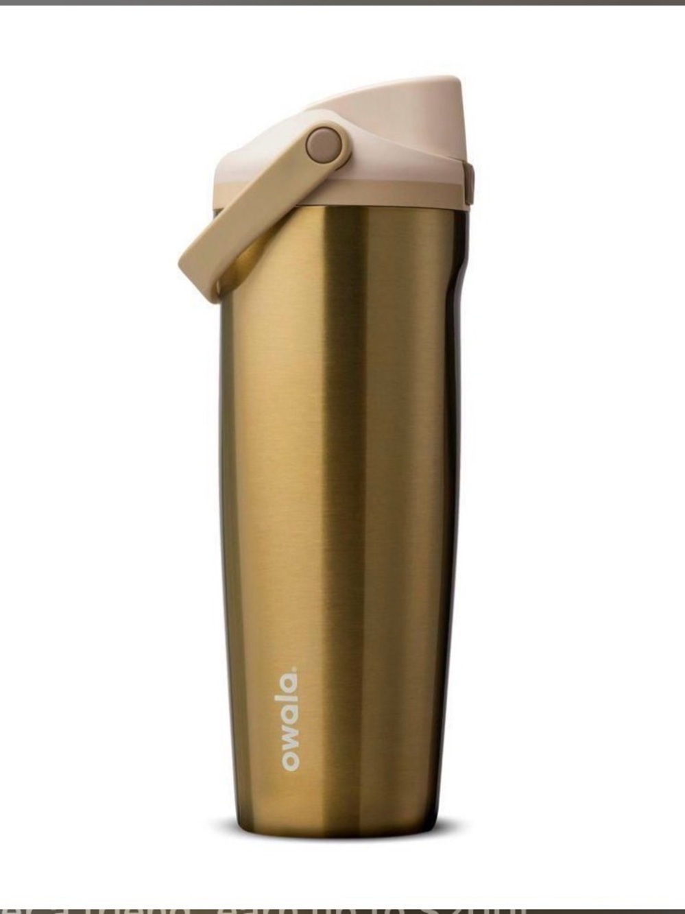 NWT Owala Metallic Gold Travel Bottle with minor defects - fully functional